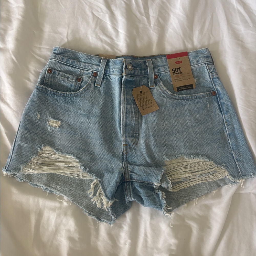 Levi's Women's Distressed Light Blue Jean Shorts